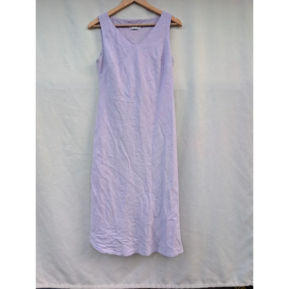 Chadwicks Vintage 90s Dress Set Womens 10P Lilac Linen Coastal Grandmother